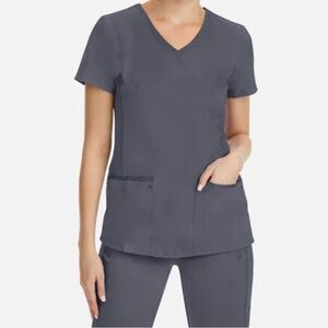 Healing Hands Women's Charcoal Short Sleeve Top